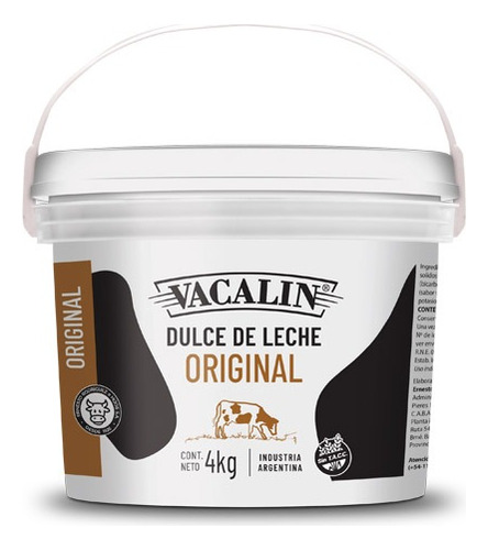 Dulce De Leche Original Vacalin 4 Kg Balde - Liniers -