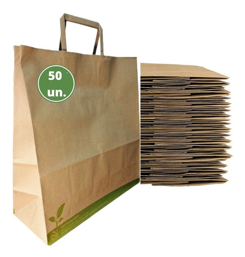 Bolsas De Papel Kraft Con Manilla Extra Grandes  50 Unidades