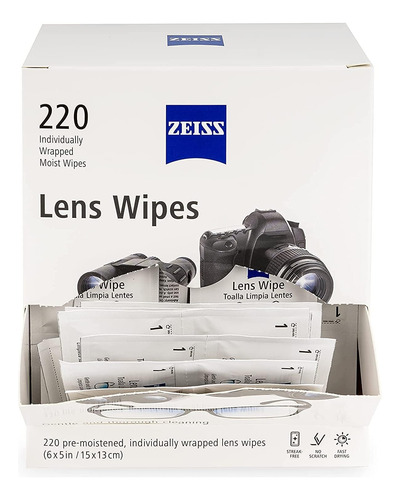 Paños Húmedos Zeiss 220 Toallitas Limpieza Gafas Lentes Pantallas  Lens Wipes 