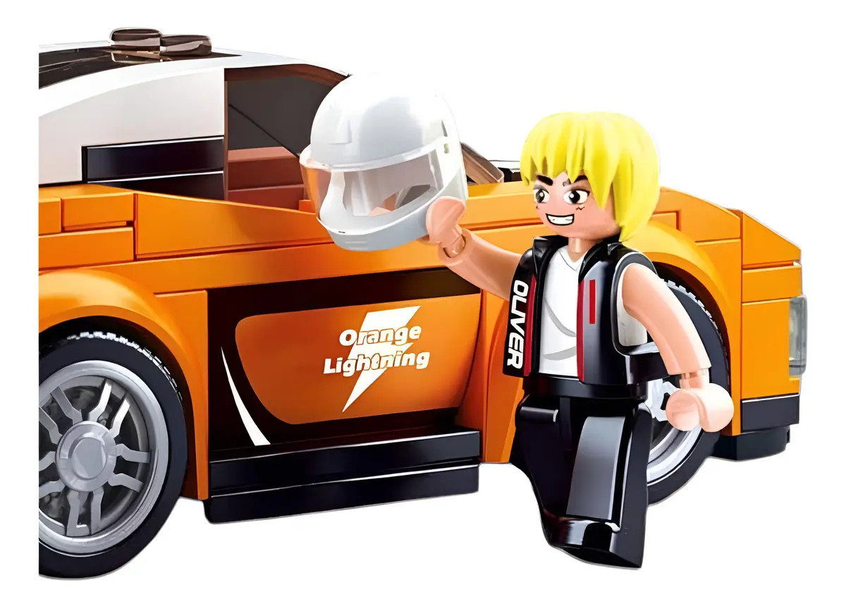 Bloques Construccion Auto De Carrera Naranja Sluban 140 Pzs