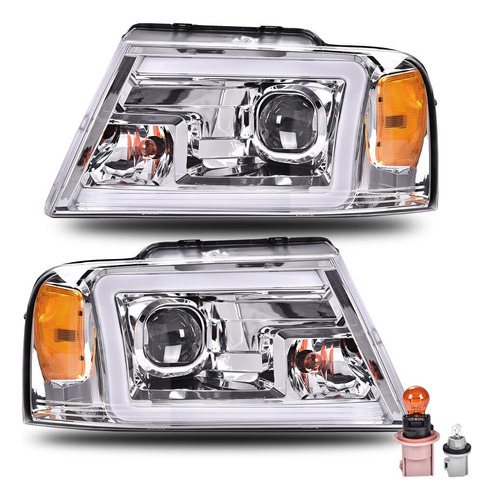 Par De Faros Ford F150  2004-2008 Fondo Cromada