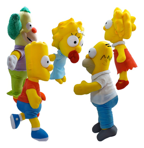 Simpson Coleção Com 5 Pelúcias Homer Bart Lisa Maggie Krusty Cor Amarelo-Azul