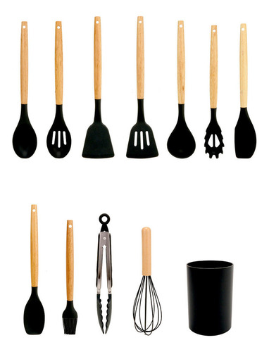 J Kit De 12 Utensilios De Cocina De Silicona Con Mangos De