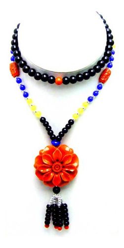 Qingmos-collar Con Colgante De Flor De Coral Rojo  Red Flowe