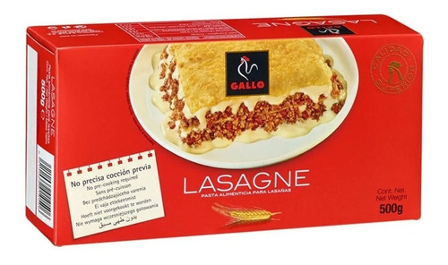 Pasta Lasaña Precocida Gallo Estuche 500g Lasagne Premium