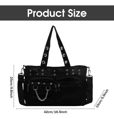 バッグ CROSS STUTS PUNK ROCK BAG Bolsa Mensageiro Gótica Punk Gótica Com Alça De Ombro