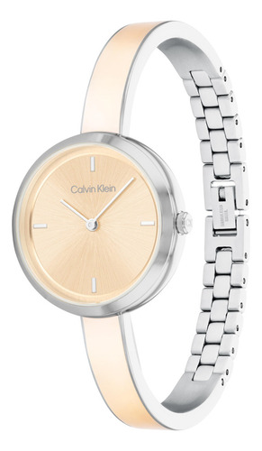 Reloj Para Dama Calvin Klein 25200188 Dorado 30 Mm Bisel Plateado