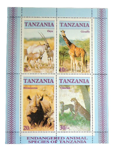 Tanzania Fauna Africana, Bloque Sc. 322a 1986 Mint L7141