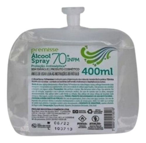 Refil Spray Álcool 70% Antisséptico 400ml Kit C/06 Unidades