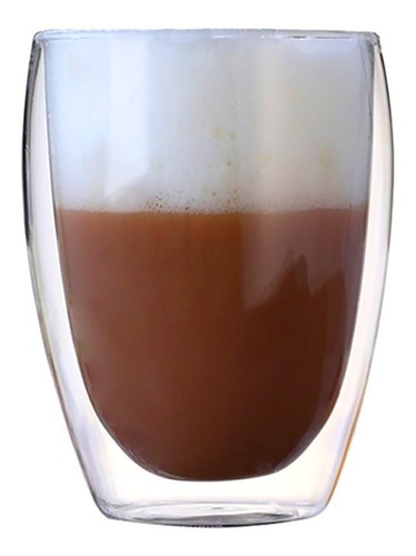 Taza Café Doble Pared Borosilicato 350ml Capuchino Pocillo