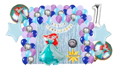 Kit Decoración Globos Feliz Cumpleaños La Sirenita Ariel