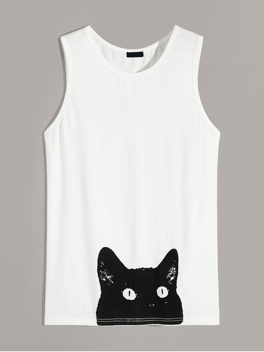 Playera Gato Blanca Playeras Hombre Camisetas Hombre