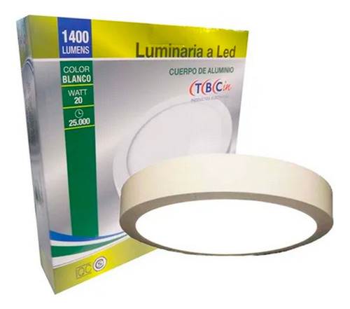 Artefacto Led Redondo Aluminio 20w Luz Día/luz Cálida Tbcin