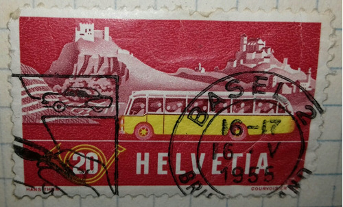 Antiguo Sello Suizo 20 Helvetia 1955