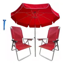 Comprar  Combo Playero Premium Sombrilla Aluminio 2mts + 2 Reposeras