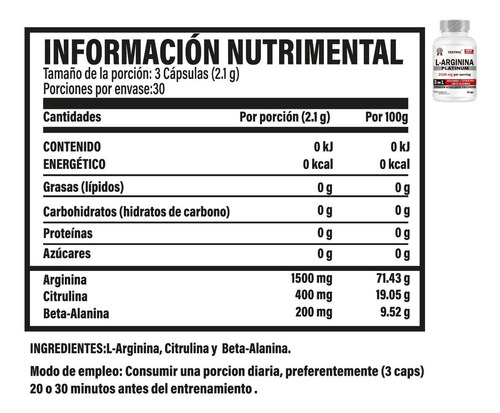 Testrol + Arginina Platinum Paquete 2 Piezas - 90 Capsulas Sabor Sin sabor