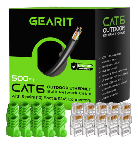 Gearit Cable Ethernet Cat6 Para Exterior Cat Kit Granel 500