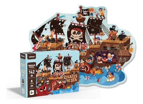 Puzzle Irregular Barco Pirata- 142 Piezas - Mideer