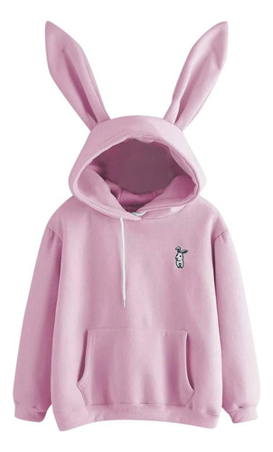 Sudadera Manga Larga Para Mujer Blusa Conejo Capucha Camisa