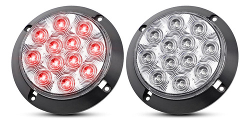 Meerkatt 2 Luz Led Transparente 4  Freno Redondo Rojo Camion