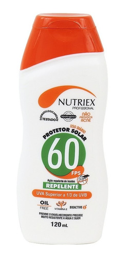 Protetor Solar Fps60 Repelente 120ml Nutriex Profissional