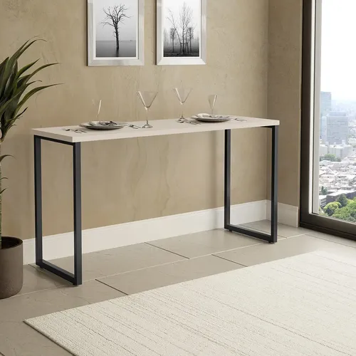 Mesa De Jantar Industrial 1,20 X 0,45 Off White  Preto