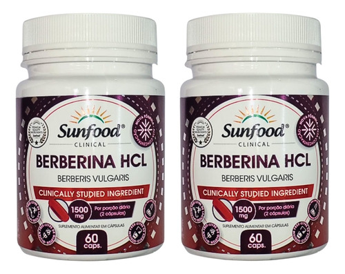 Kit 2x Berberina Hcl 1500mg Softgels Sunfood