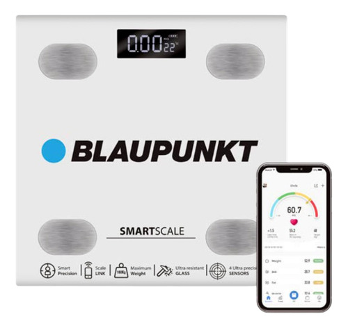 Balanza Digital De Baño Smart Scale Blaupunkt 180kg Con App
