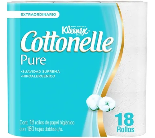 Papel Higiénico Kleenex Cottonelle Pure 18 Pz Hipoalergénico