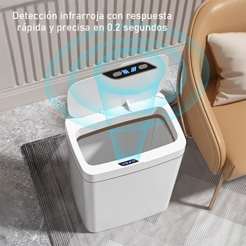 Bote De Basura Con Sensor Led Inteligente Silencioso 18l