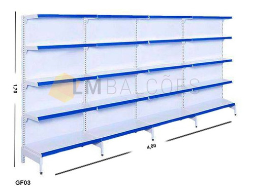 Gondola Parede Alt 170 4 Metros 1 Inicial +3 Continuação Kit