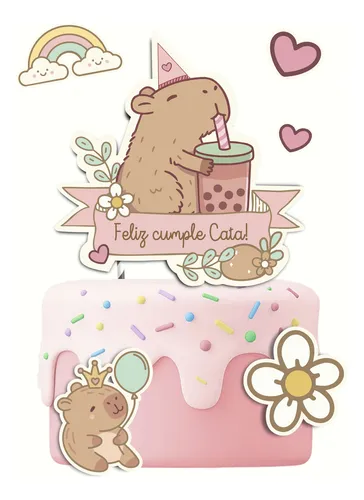 Kit Capibara Imprimible Para Cumpleaños Pdf Texto Editable