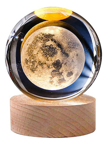 Lampara De Noche Led 3d Bola Cristal Luz Nocturna Estructura Luna