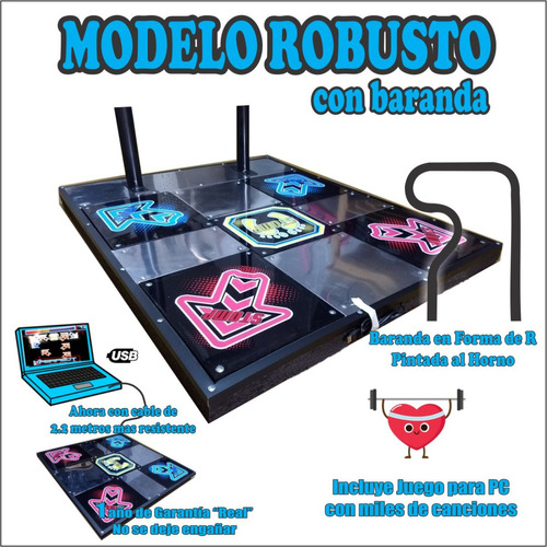 Tablero Baile Modelo Robusto Baranda Pump It Up Acrílico Piu