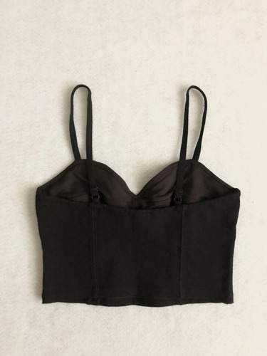 Top Corto Con Escote Estilo Corsette Negro De Tirantes H&m (Usado)