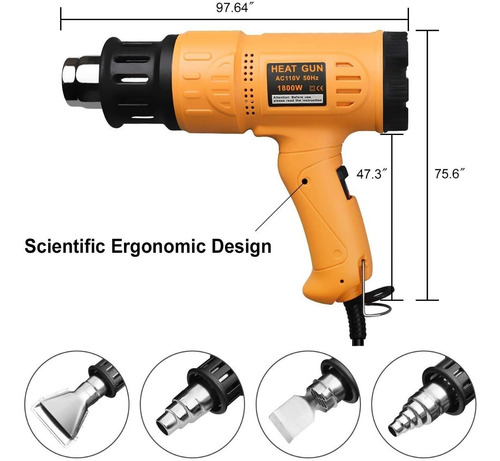 Pistola Aire Caliente Seekone 1800w Kit De Control Temperatu