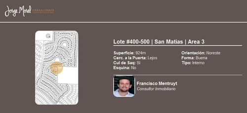 Imagen 4 de 29 de Lote Interno Al 400 - San Matias - Area 3 - 924m2 Id12908