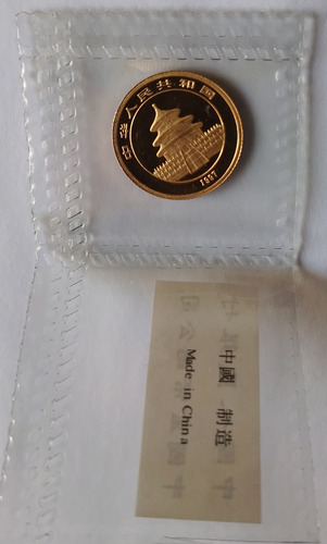 Moneda Panda China Oro 1/10 Onza Certificado 999 10yuan 1997