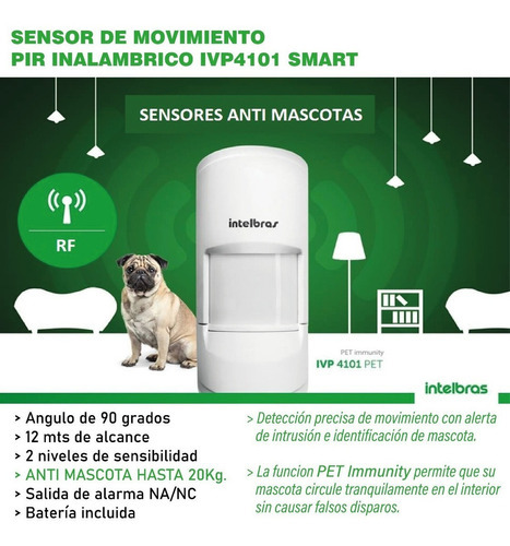 Sensor Movimiento Ivp4101 Inalambrico Antimascota Intelbras
