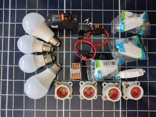 Portalámparas Interruptores Bombillos Kit Apto Energía Solar