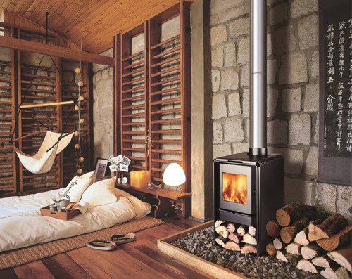 Calefactor Leña Bosca Eco 360 + Kit Chimenea 4m, Pot. 8.7 Kw