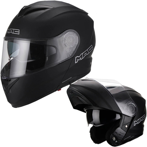 Casco Moto Rebatible Modular Syst Mac Rock Solid Negro Mate