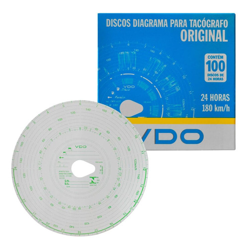 Disco Diagrama Tacógrafo Diário 180km 24h 100 Unidades Vdo