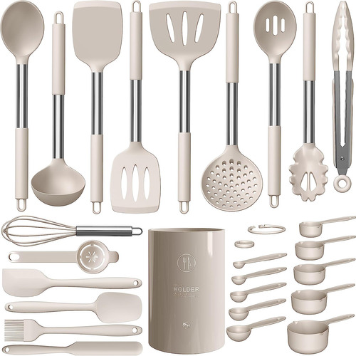 Set De Utensilios Oannao, Acero Inoxidable, Khaki 18 Pcs