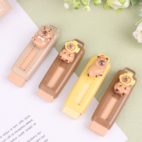 Goma De Borrar Kawaii Push Pull Capybara, Lápiz De Goma