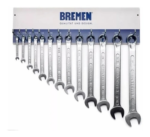 Kit Llaves Combinadas 1/4 A 1 Con Exhibidor Bremen 6384