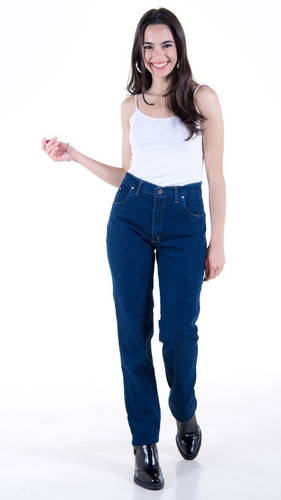 Pantalon De Mujer Jean Elastizado Azul Tiro Medio Polo Club