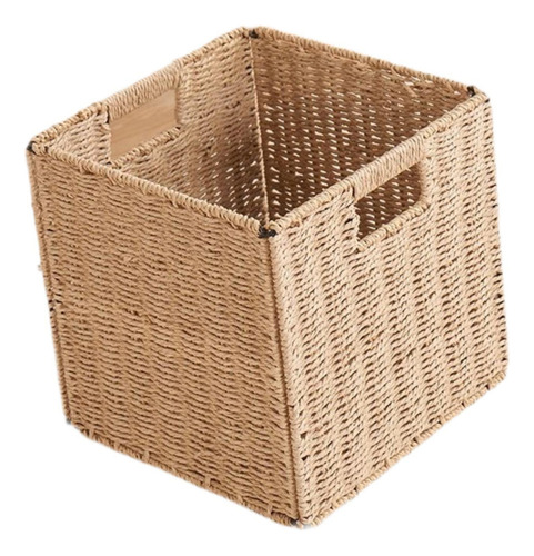 Cesta Tejida Para Almacenamiento, Cubo De Mimbre 25x25x25cm