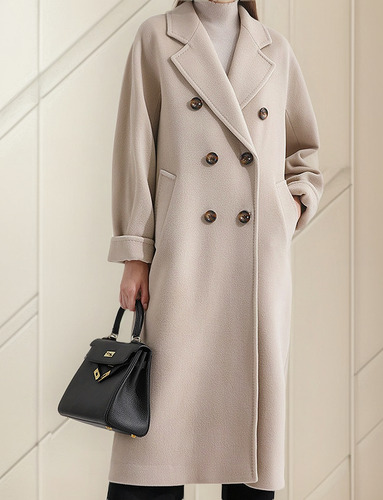 Gabardina Larga Abrigo Elegante Felpa Cruzada De Para Mujer