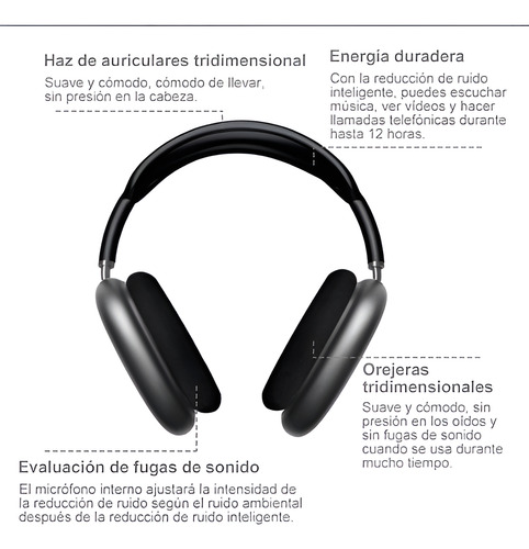 Audifonos P9 Pro Max Bluetooth Micro Sd Cancelacion De Ruido